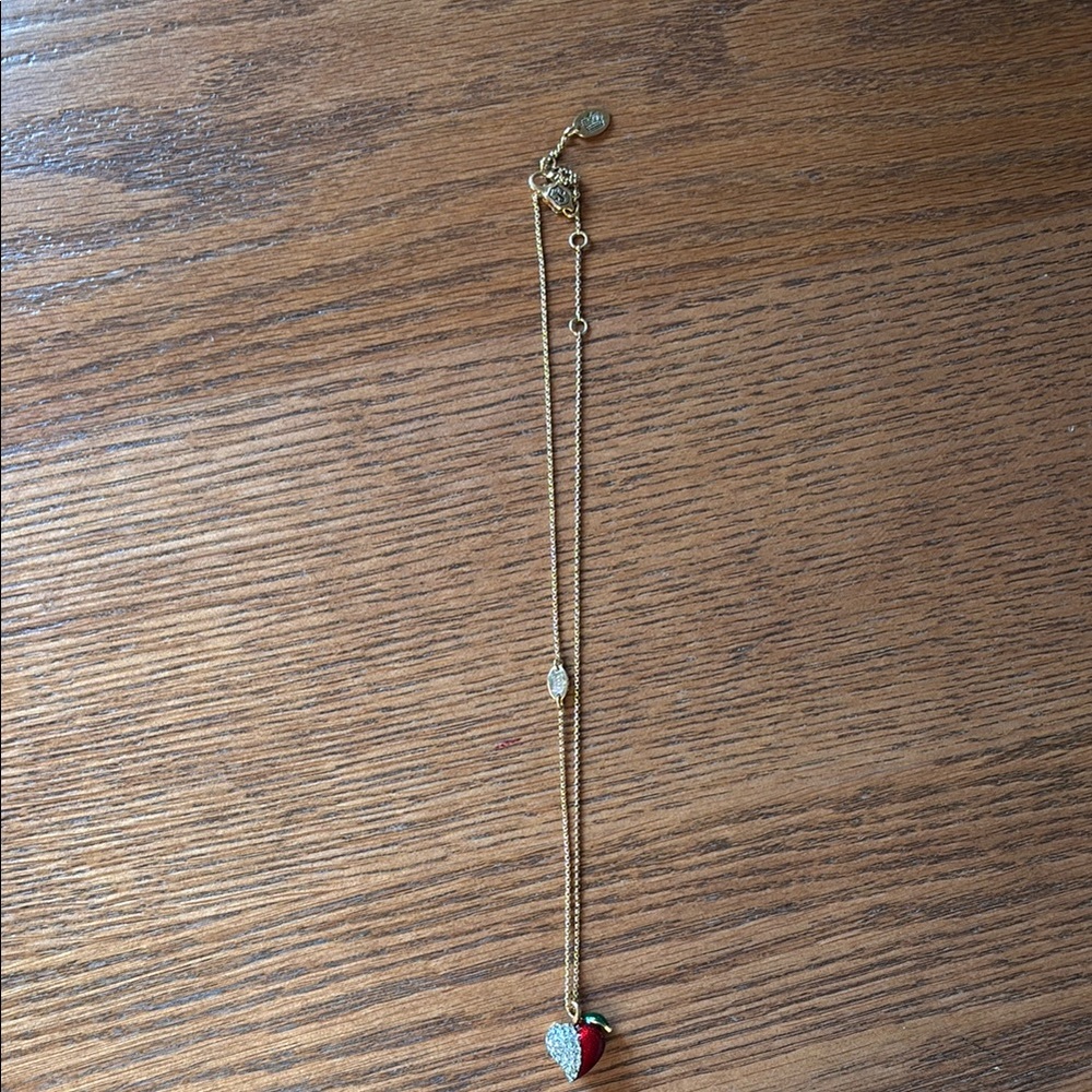 Juicy Couture Gold Necklace with Red Heart Pendant